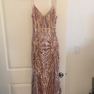Rose gold mermaid open back dress